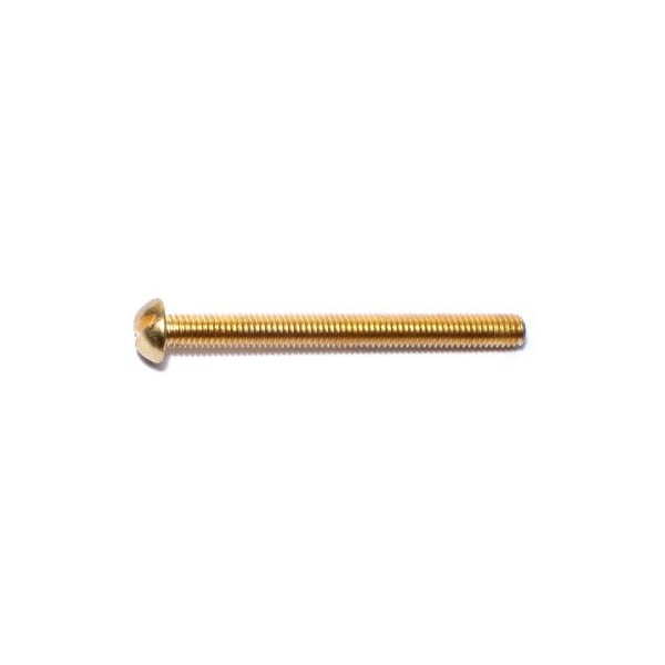 Midwest Fastener #10-32 x 2 in Slotted Round Machine Screw, Plain Brass, 15 PK 61457 - main